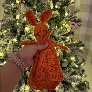 Handmade Orange Crochet Bunny Lovey